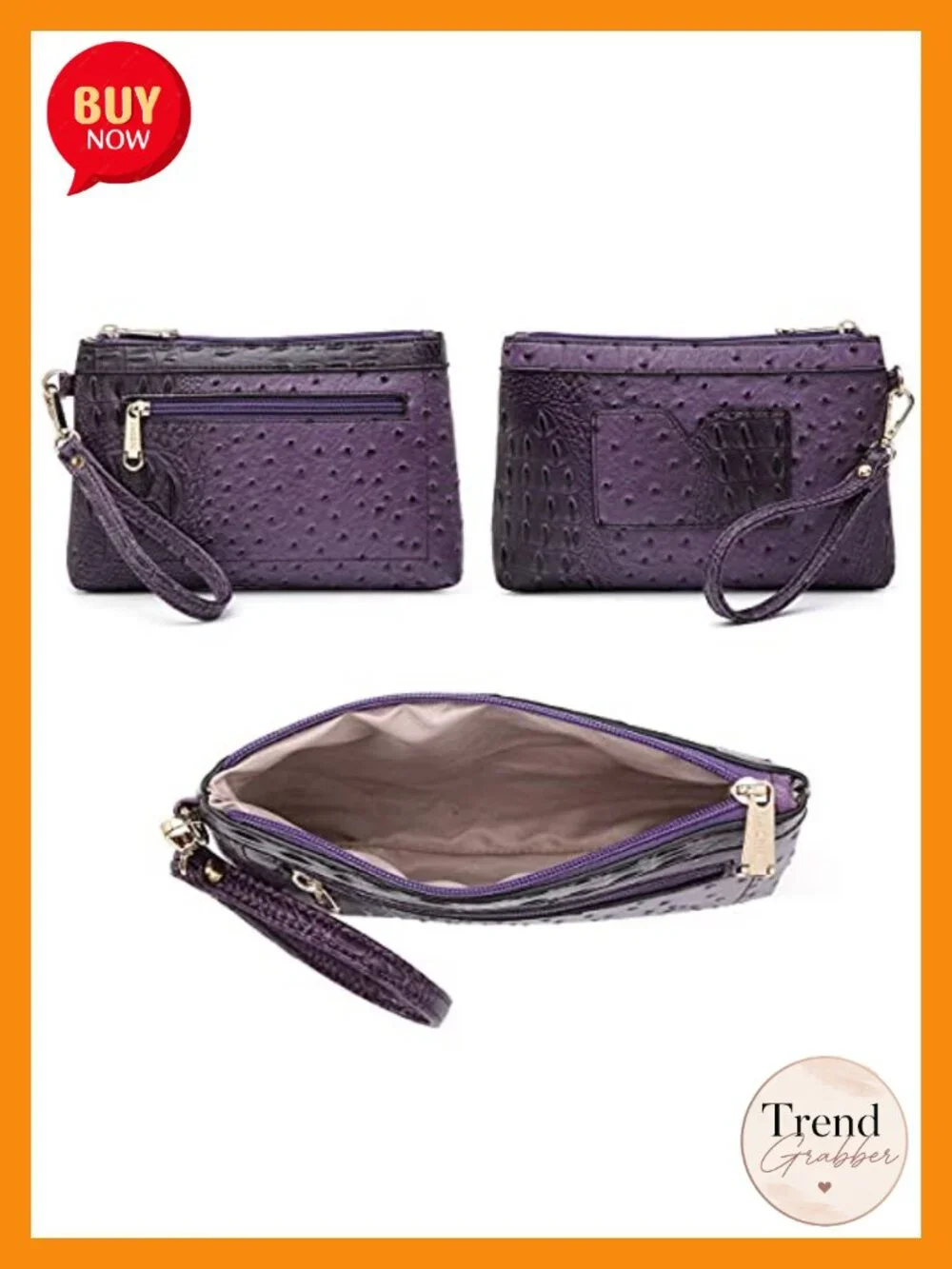 PU Ostrich Textured Satchel Tote with Matching Wallet